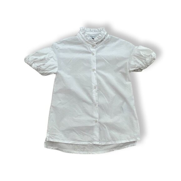 Monnalisa White Crystal Detail Girls White Blouse Size 10 / MALOP - Picture 1 of 5